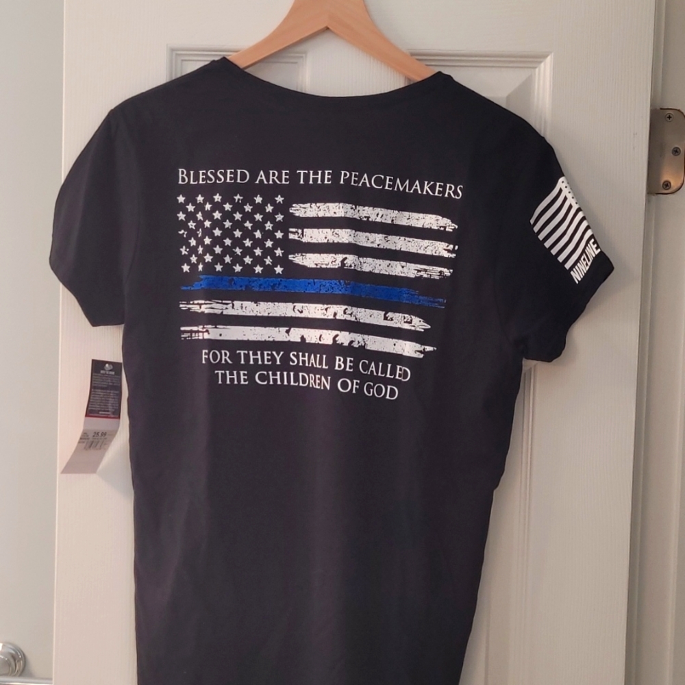 Thin blue line patriotic women's shirt.